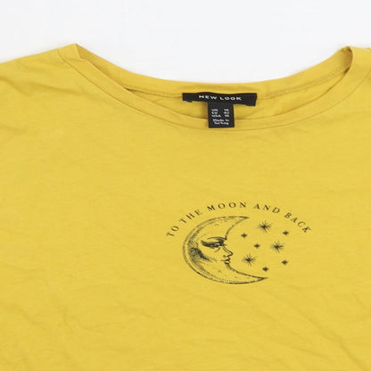Womens UK Size 14 New Look Yellow Basic T-Shirt