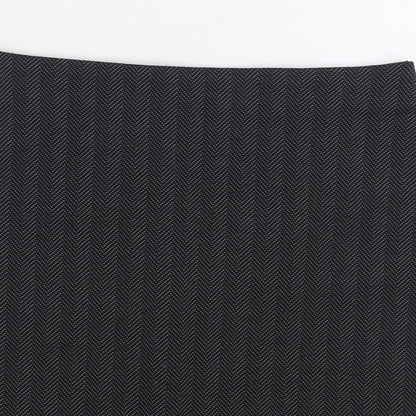 F&F Womens Black Herringbone Polyester Straight & Pencil Skirt Size 8