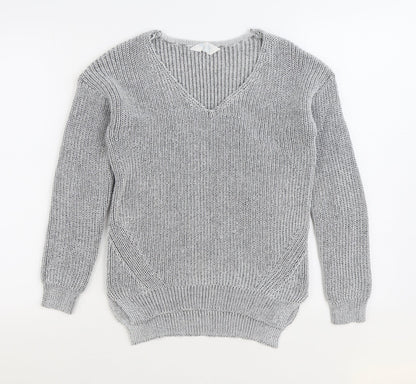 Primark Womens Grey V-Neck Polyester Pullover Jumper Size 6