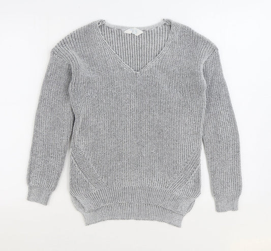 Primark Womens Grey V-Neck Polyester Pullover Jumper Size 6