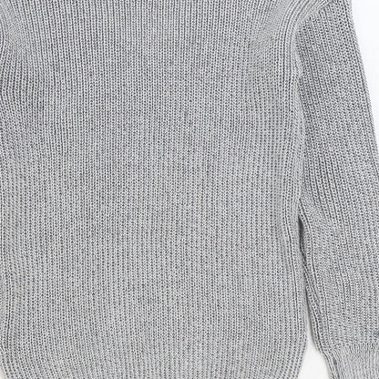 Primark Womens Grey V-Neck Polyester Pullover Jumper Size 6