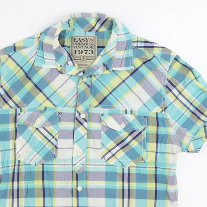 Mens UK Size S Easy Multicoloured  Button-Up Short Sleeve Casual Shirt