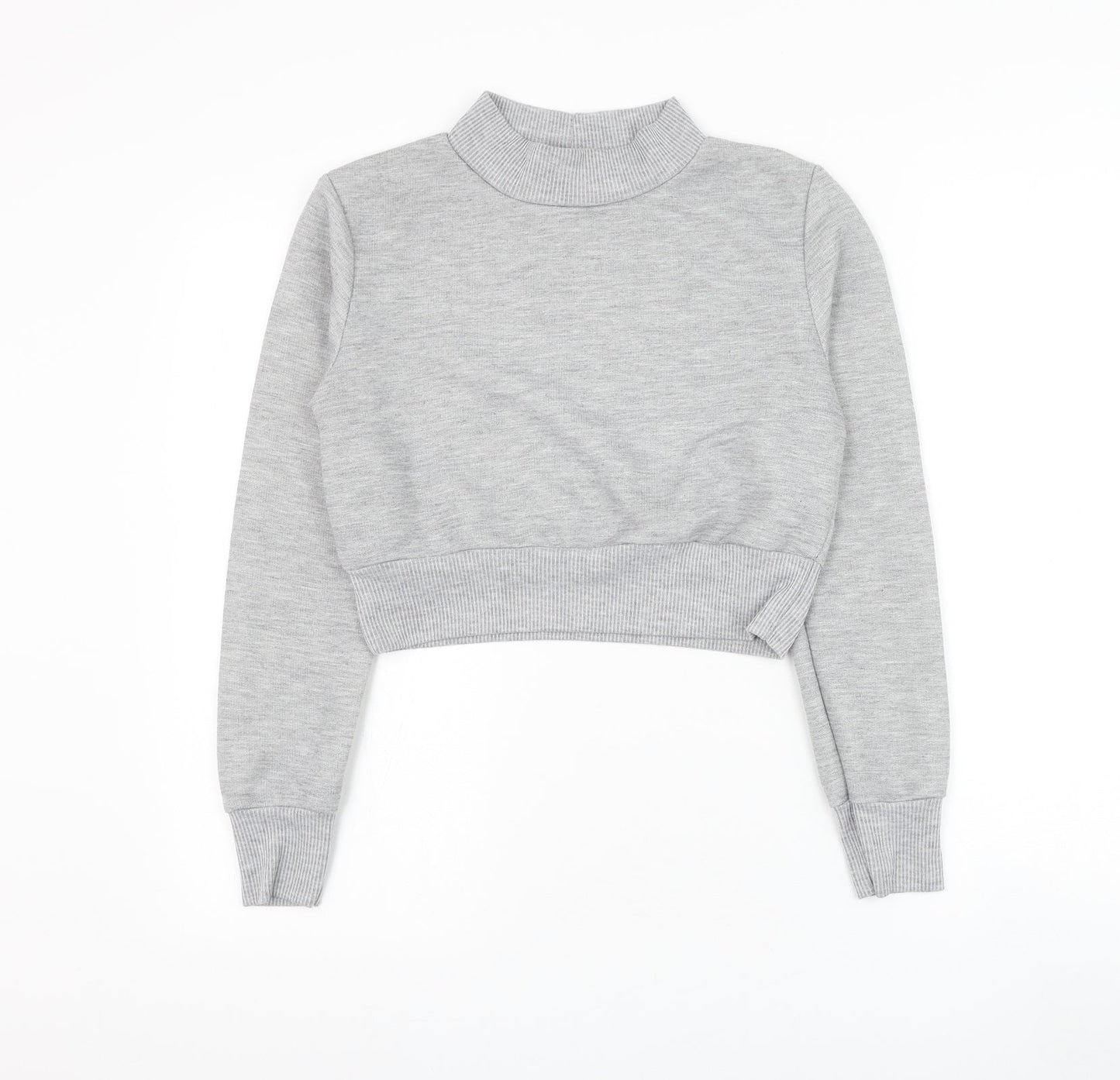 Boohoo Womens Grey Polyester Pullover Sweatshirt Size 12 Pullover - Cropped
