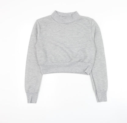 Boohoo Womens Grey Polyester Pullover Sweatshirt Size 12 Pullover - Cropped