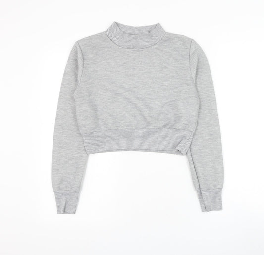 Boohoo Womens Grey Polyester Pullover Sweatshirt Size 12 Pullover - Cropped