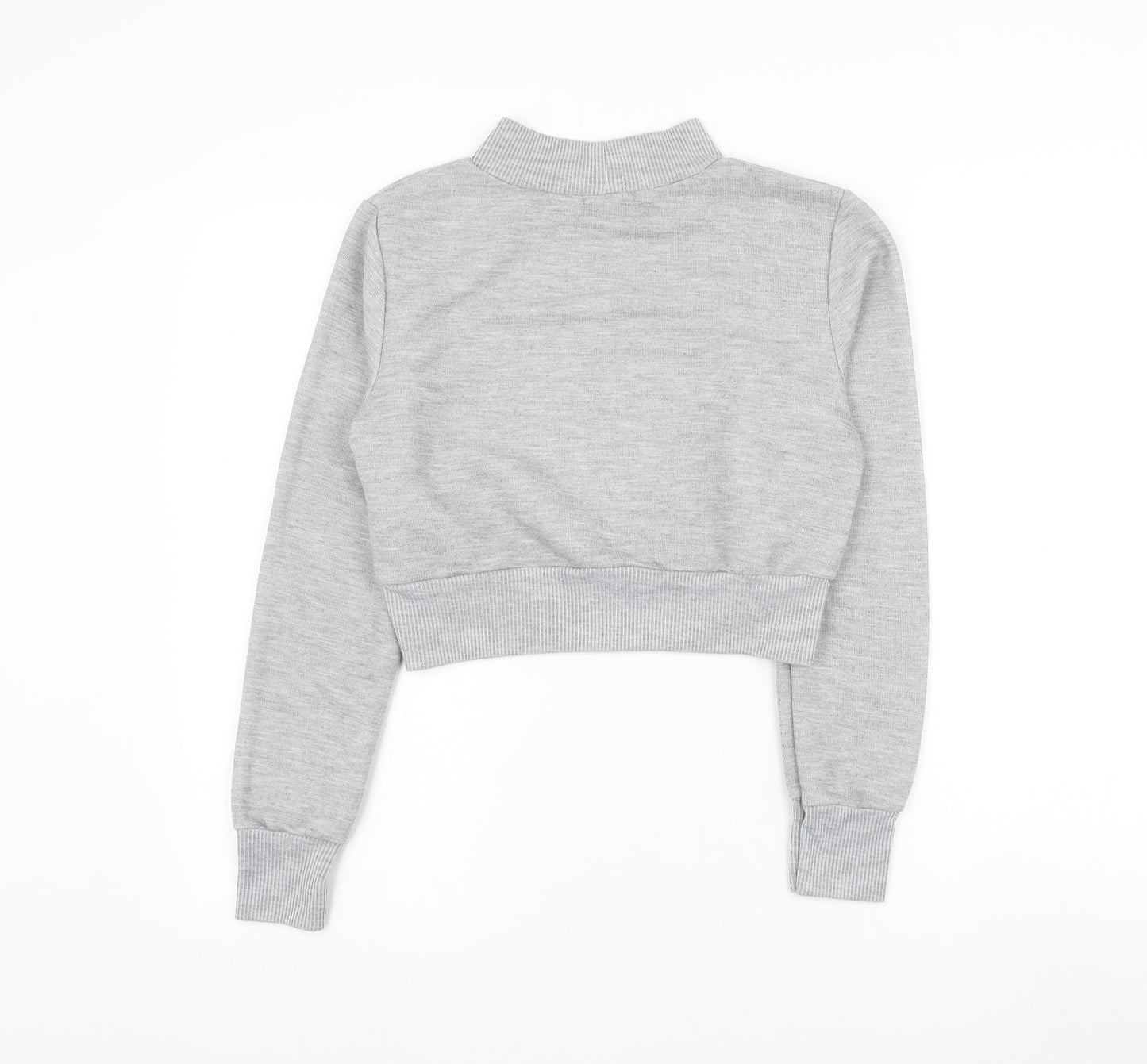 Boohoo Womens Grey Polyester Pullover Sweatshirt Size 12 Pullover - Cropped
