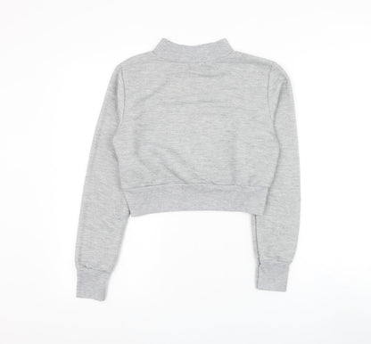 Boohoo Womens Grey Polyester Pullover Sweatshirt Size 12 Pullover - Cropped