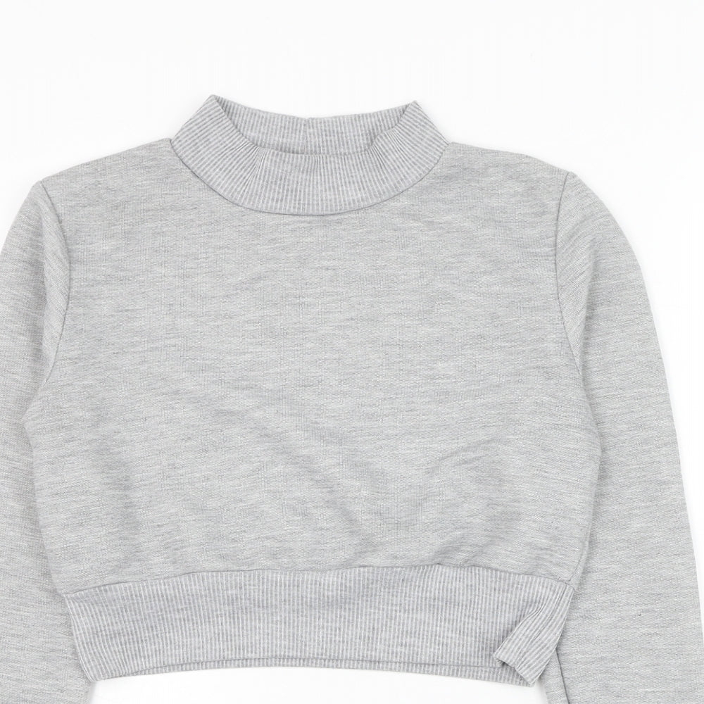 Boohoo Womens Grey Polyester Pullover Sweatshirt Size 12 Pullover - Cropped
