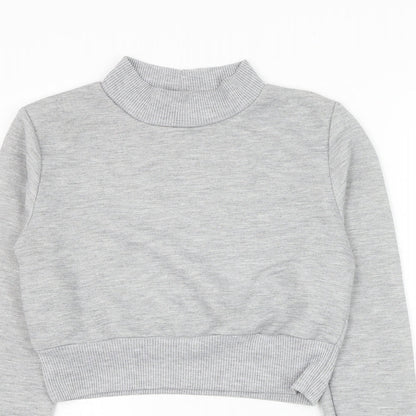 Boohoo Womens Grey Polyester Pullover Sweatshirt Size 12 Pullover - Cropped