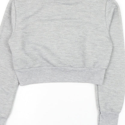 Boohoo Womens Grey Polyester Pullover Sweatshirt Size 12 Pullover - Cropped