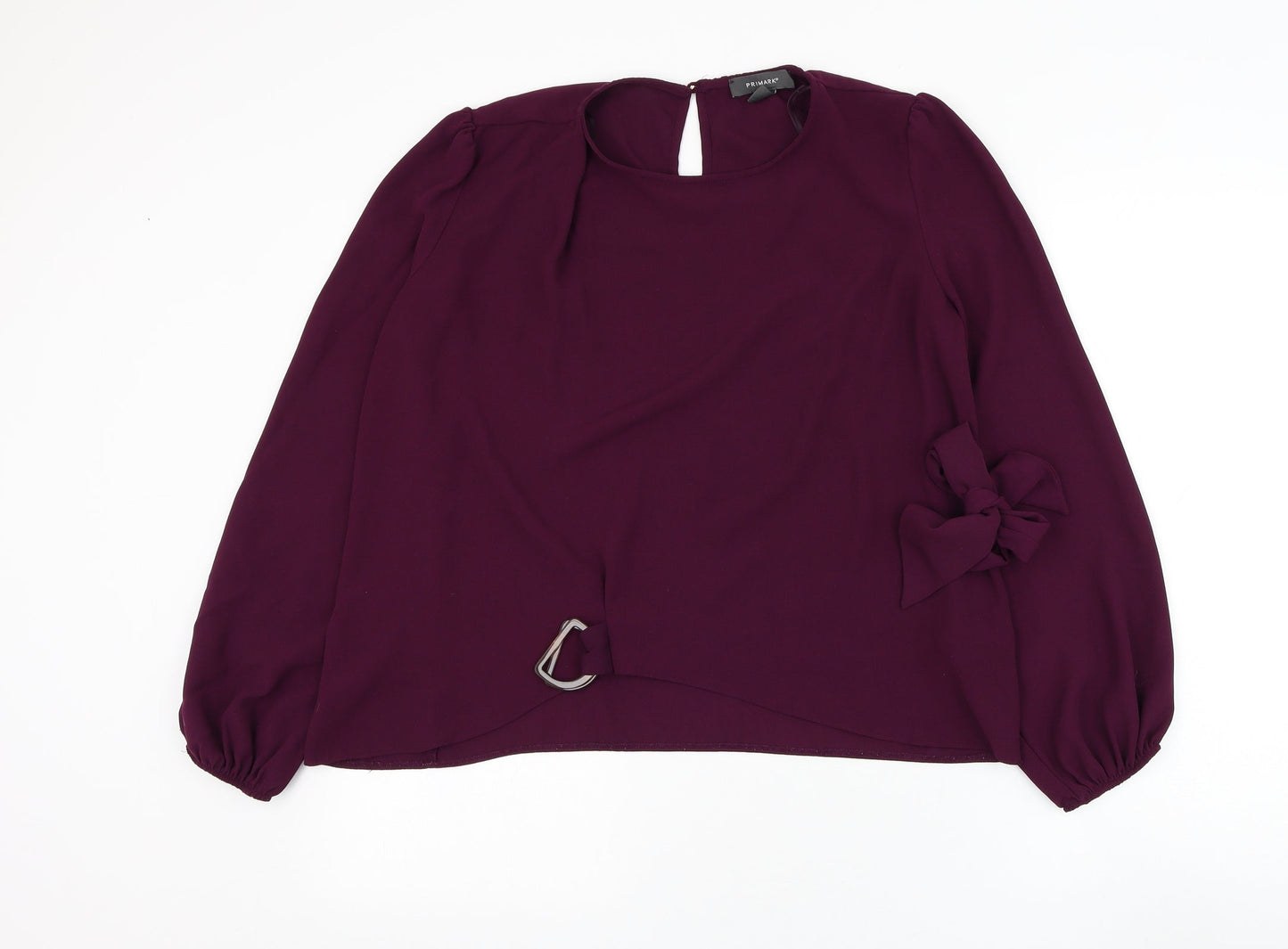 Primark Womens Purple Polyester Basic Blouse Size 8 Round Neck