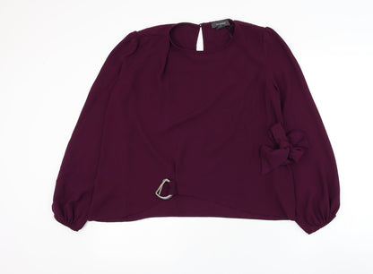 Primark Womens Purple Polyester Basic Blouse Size 8 Round Neck