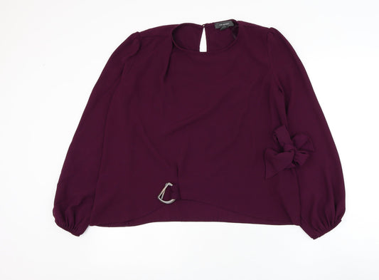 Primark Womens Purple Polyester Basic Blouse Size 8 Round Neck