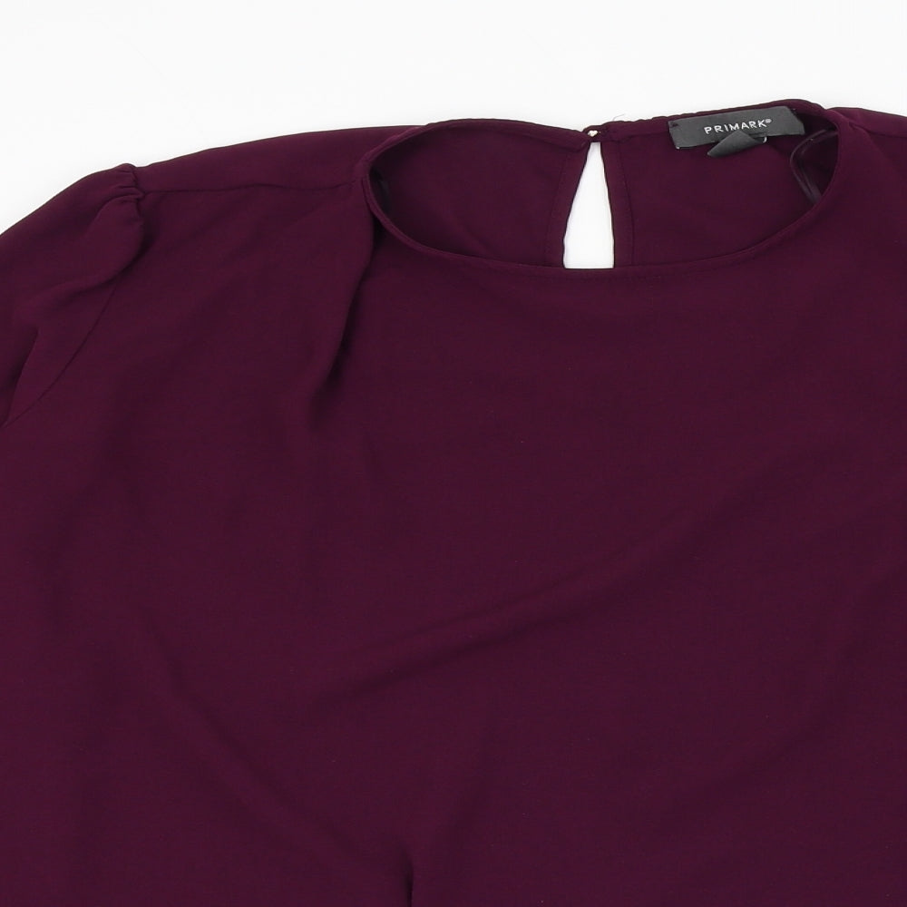 Primark Womens Purple Polyester Basic Blouse Size 8 Round Neck