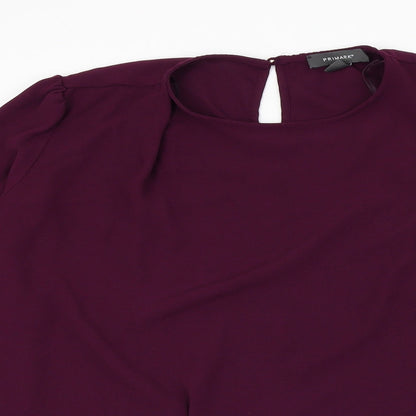 Primark Womens Purple Polyester Basic Blouse Size 8 Round Neck