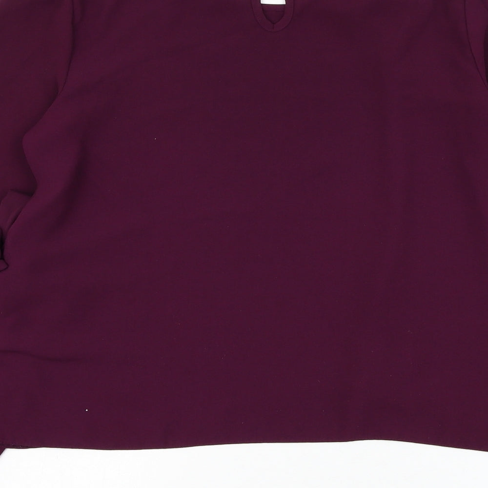 Primark Womens Purple Polyester Basic Blouse Size 8 Round Neck