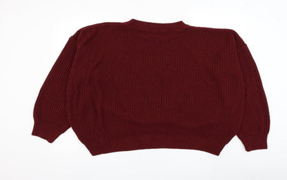 Womens UK Size L Preworn Red Pullover Jumper