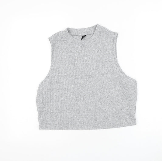 SheIn Womens Grey Polyester Basic Tank Size 2XL Round Neck