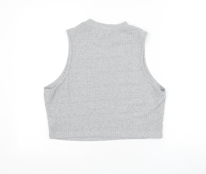 SheIn Womens Grey Polyester Basic Tank Size 2XL Round Neck