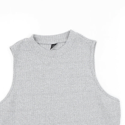 SheIn Womens Grey Polyester Basic Tank Size 2XL Round Neck