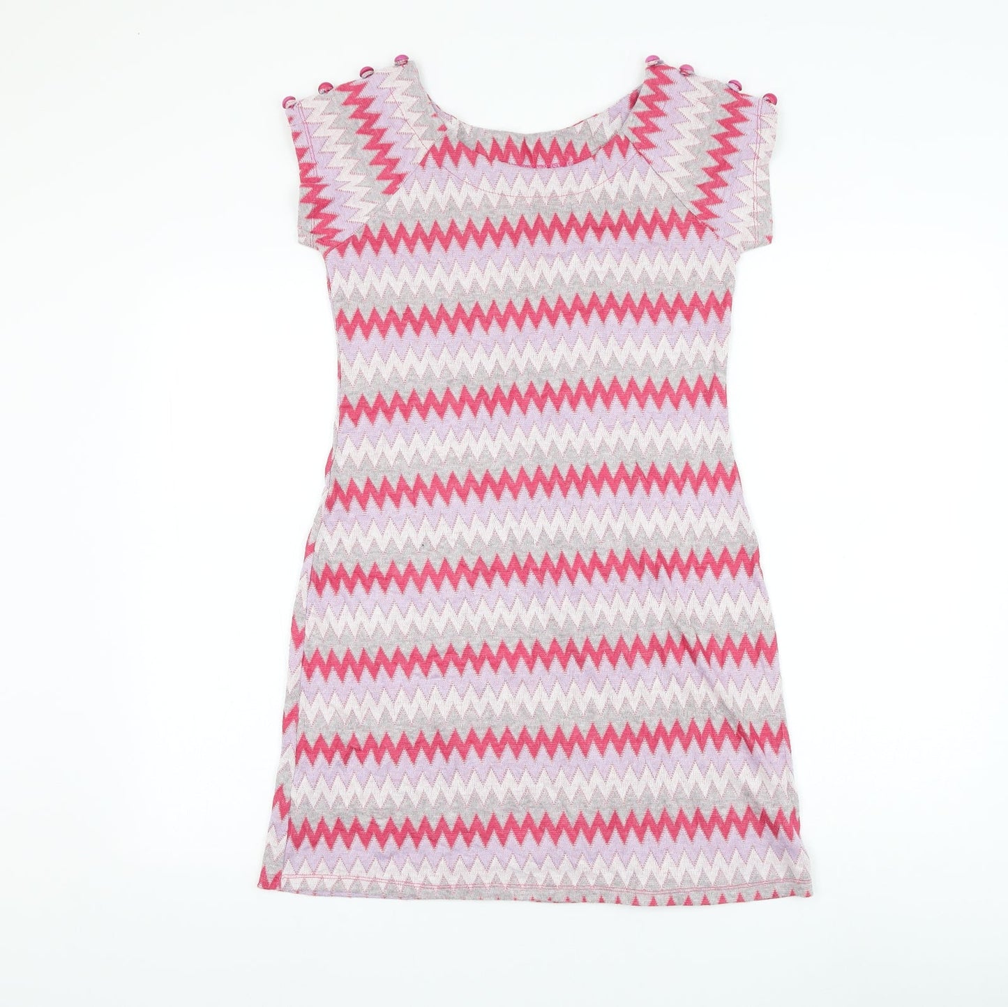 Preworn Womens Pink Chevron Polyester Shift Size M Round Neck Pullover