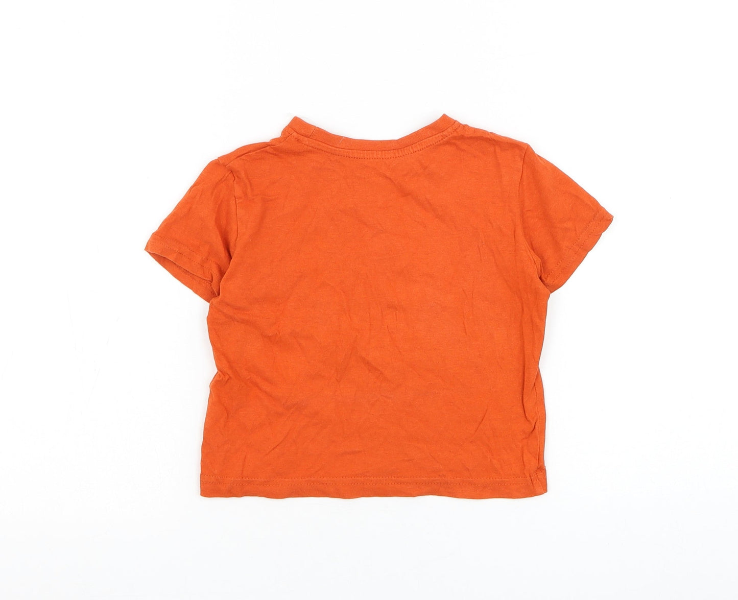 Primark Boys Orange Cotton Basic T-Shirt Size 18-24 Months Round Neck Pullover - Boston