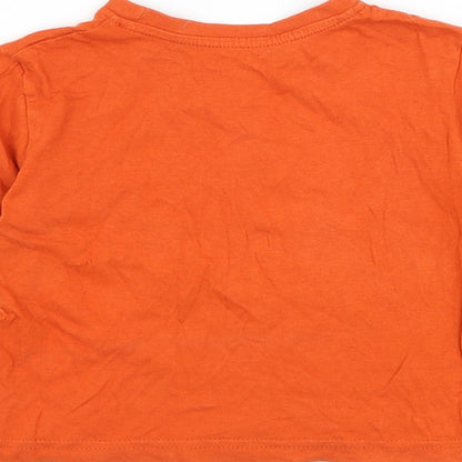 Primark Boys Orange Cotton Basic T-Shirt Size 18-24 Months Round Neck Pullover - Boston