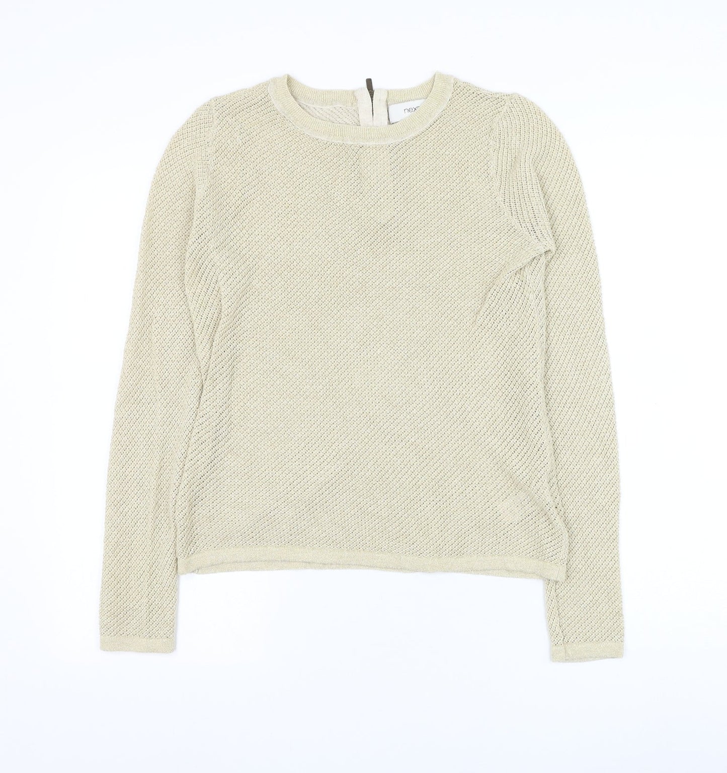 NEXT Womens Gold Round Neck Cotton Pullover Jumper Size 8