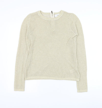 NEXT Womens Gold Round Neck Cotton Pullover Jumper Size 8
