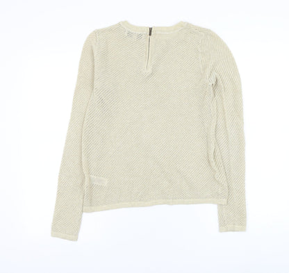 NEXT Womens Gold Round Neck Cotton Pullover Jumper Size 8