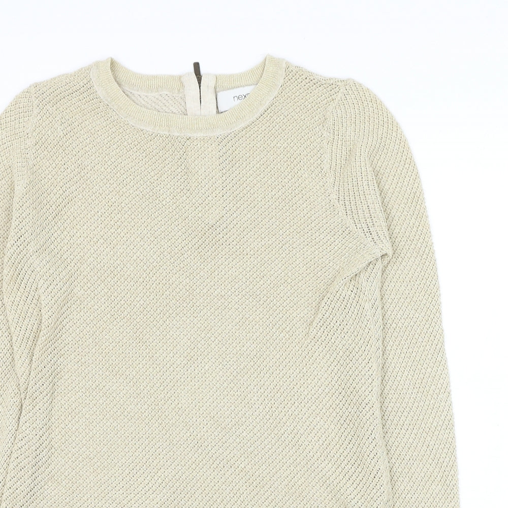 NEXT Womens Gold Round Neck Cotton Pullover Jumper Size 8