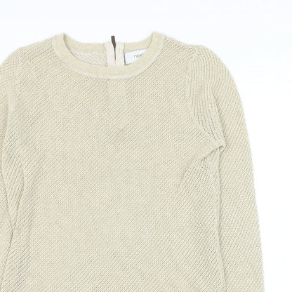 NEXT Womens Gold Round Neck Cotton Pullover Jumper Size 8