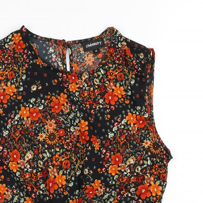 Chemistry Womens Multicoloured Floral Polyester Basic Blouse Size 10 Round Neck - Flowers