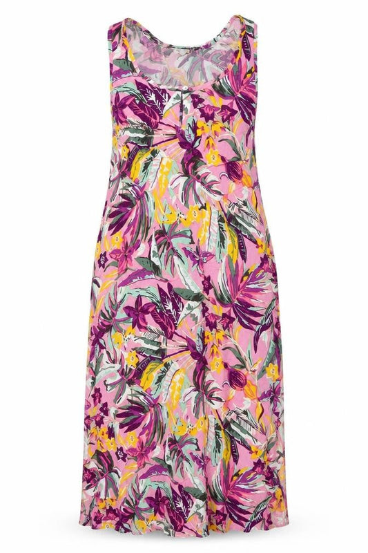 Sleep Well Womens Multicoloured Floral Viscose Tank Dress Size 14 Round Neck Button - Flowers