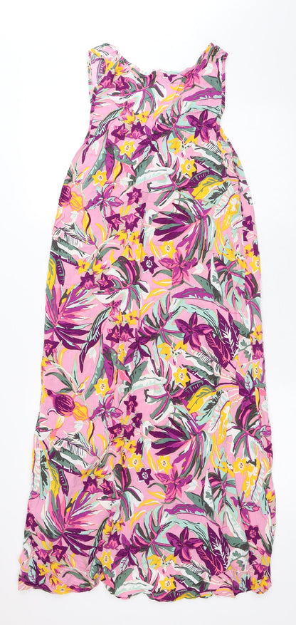 Sleep Well Womens Multicoloured Floral Viscose Tank Dress Size 14 Round Neck Button - Flowers