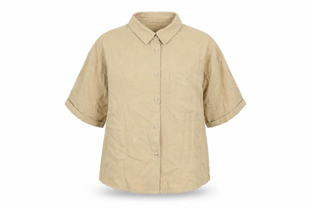 Womens UK Size XS Primark Beige Basic Button-Up