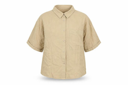 Womens UK Size XS Primark Beige Basic Button-Up