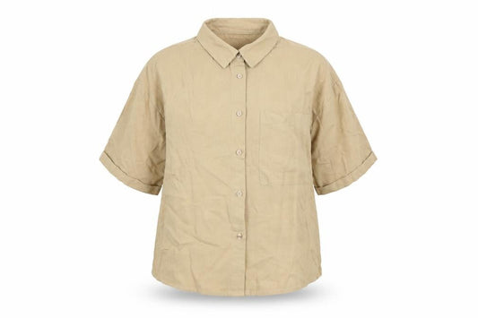 Womens UK Size XS Primark Beige Basic Button-Up