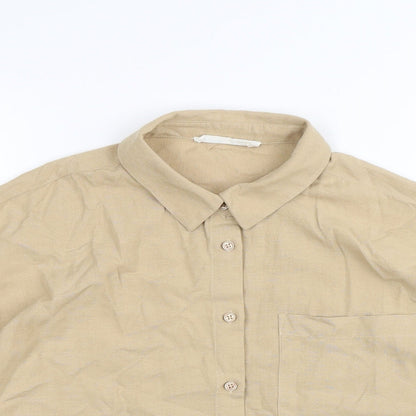 Primark Womens Beige Viscose Basic Button-Up Size XS Collared