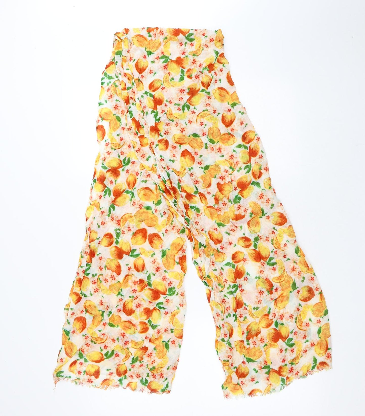 Preworn Womens Beige Geometric Polyester Scarf - Oranges