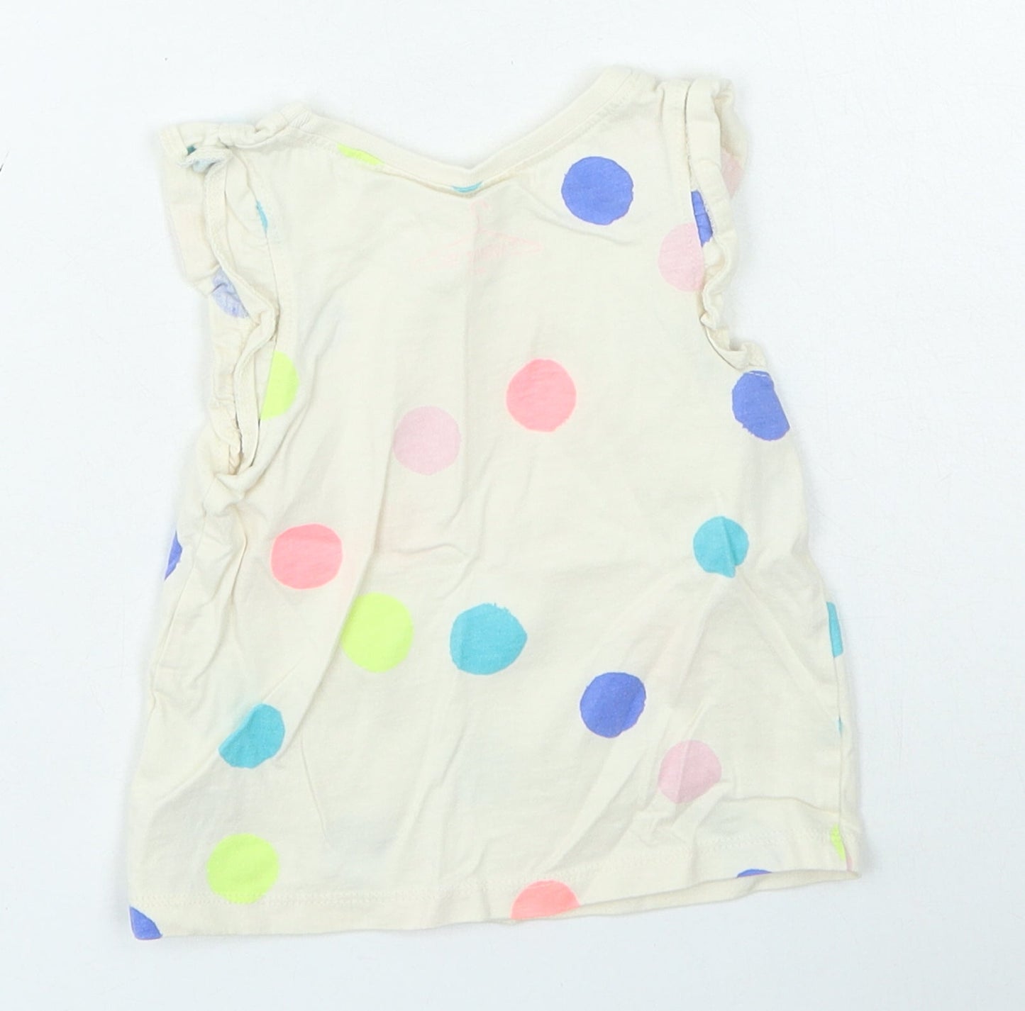 NEXT Girls Beige Spotted Basic Tank Size 12-18 Months Round Neck Pullover