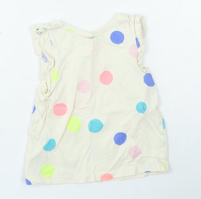 NEXT Girls Beige Spotted Basic Tank Size 12-18 Months Round Neck Pullover