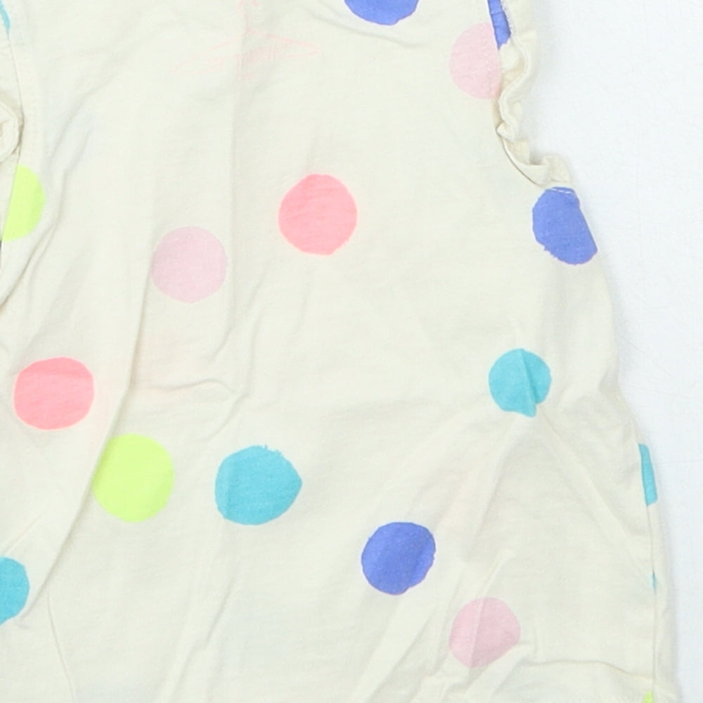 NEXT Girls Beige Spotted Basic Tank Size 12-18 Months Round Neck Pullover