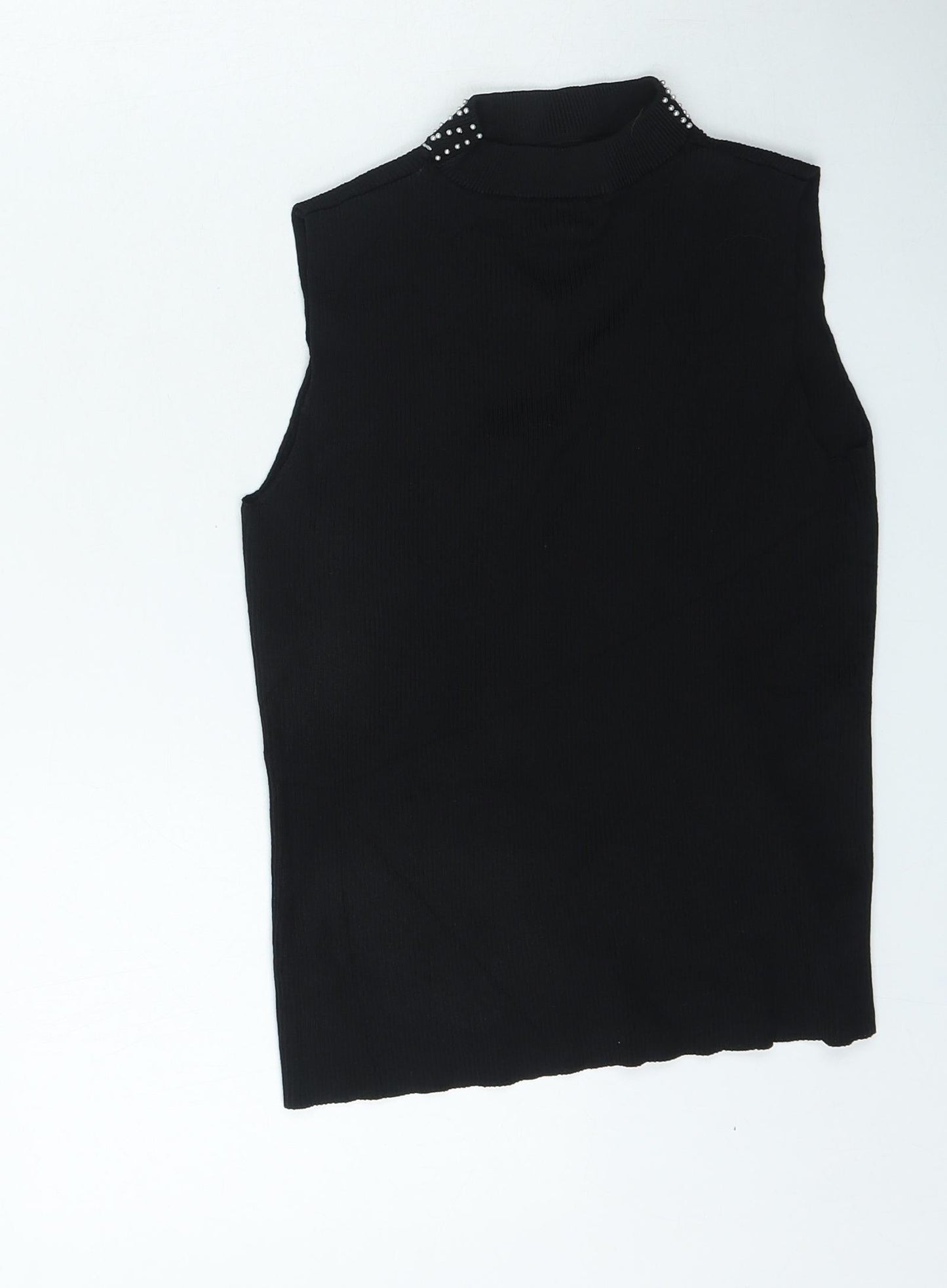 River Island Girls Black Vinyl Basic Tank Size 11-12 Years V-Neck Pullover