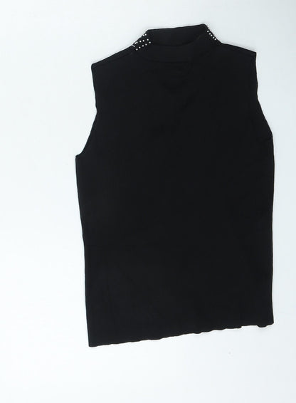 River Island Girls Black Vinyl Basic Tank Size 11-12 Years V-Neck Pullover