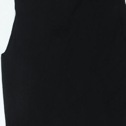 River Island Girls Black Vinyl Basic Tank Size 11-12 Years V-Neck Pullover