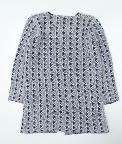 foglie rosse Womens Grey Round Neck Geometric Acrylic Cardigan Jumper Size M