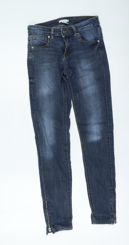 Womens UK Size 27 in H&M Regular Fit Skinny Blue Jeans