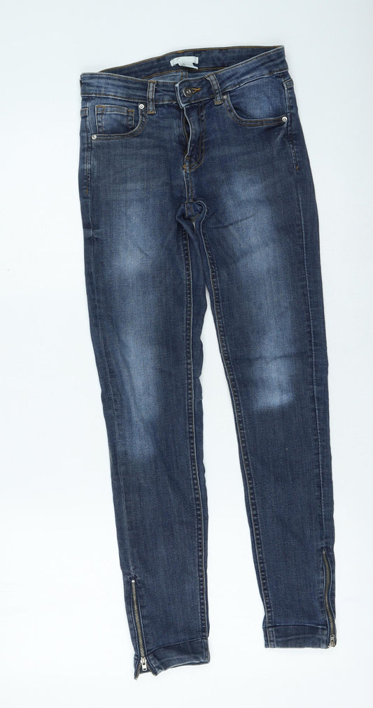 Womens UK Size 27 in H&M Regular Fit Skinny Blue Jeans