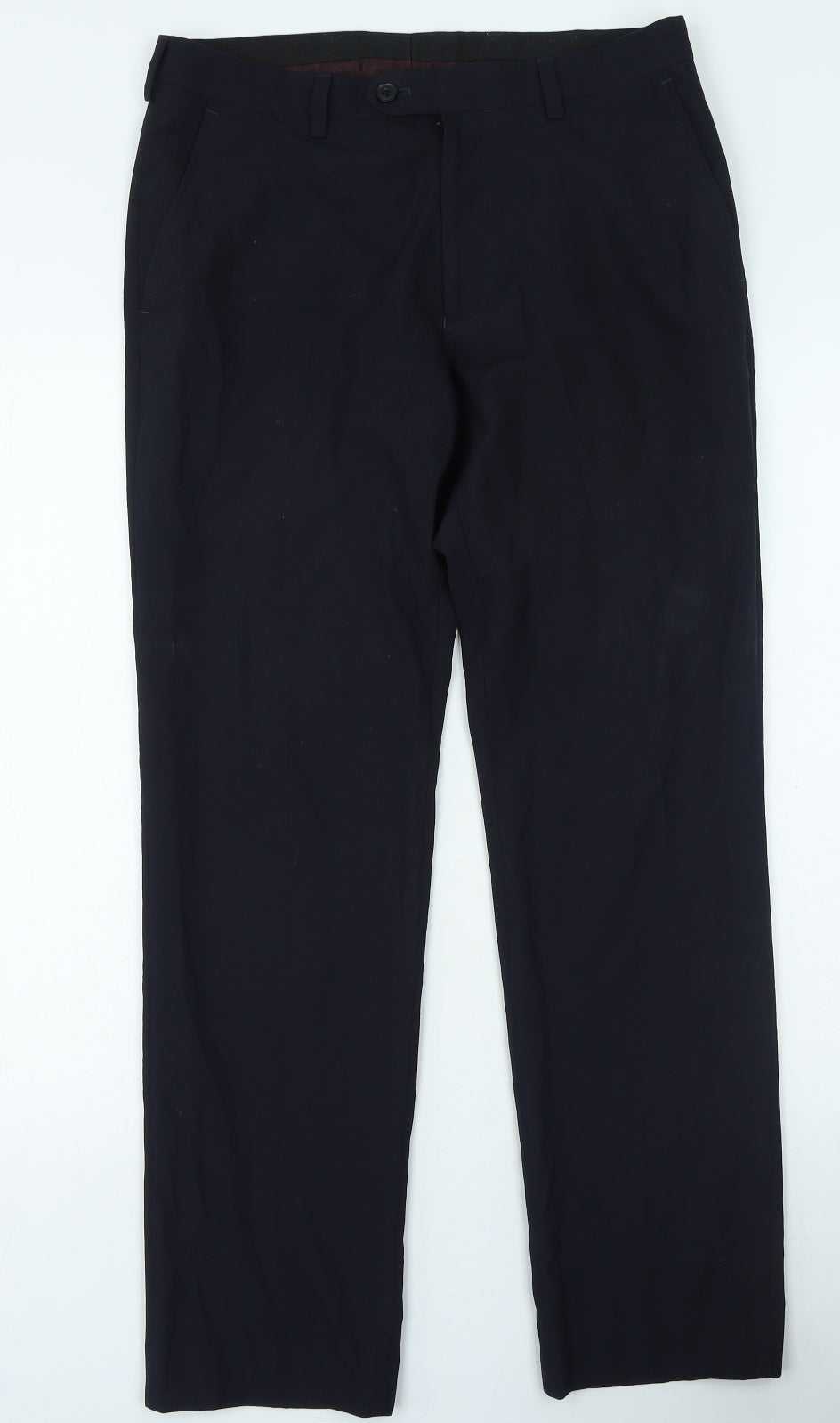 NEXT Mens Blue Polyester Trousers Size 32 in L31 in Regular Zip